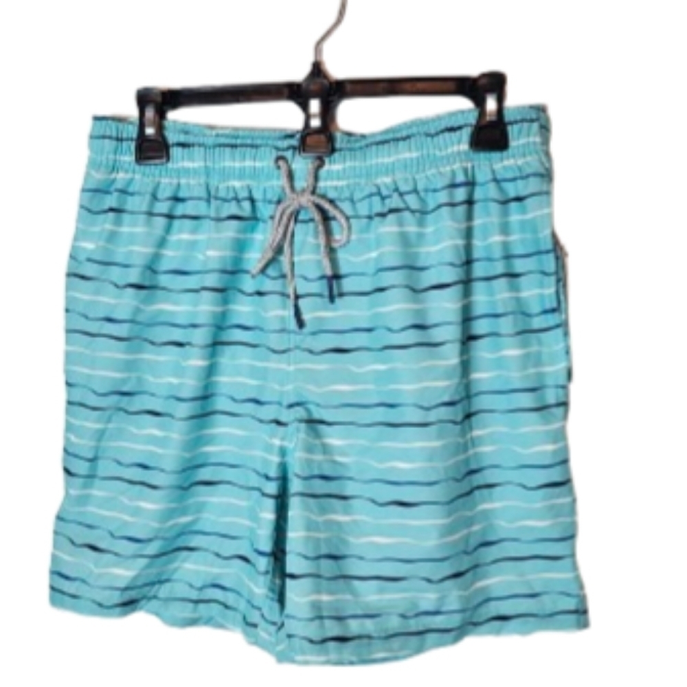 Rainforest Blue Striped Swim Trunks Men's Size Small NWT